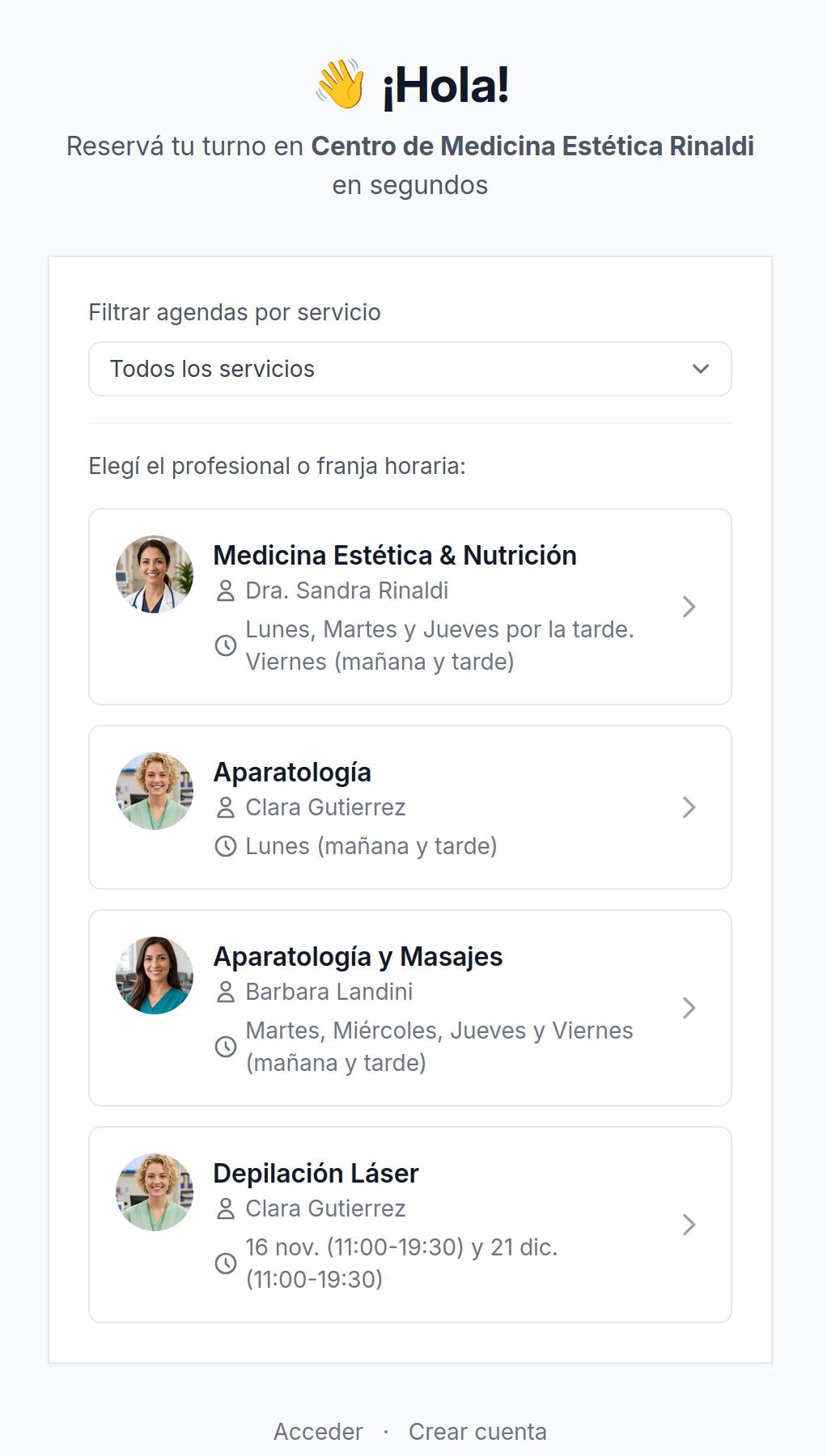 Reserva online: elegir profesional u obra social